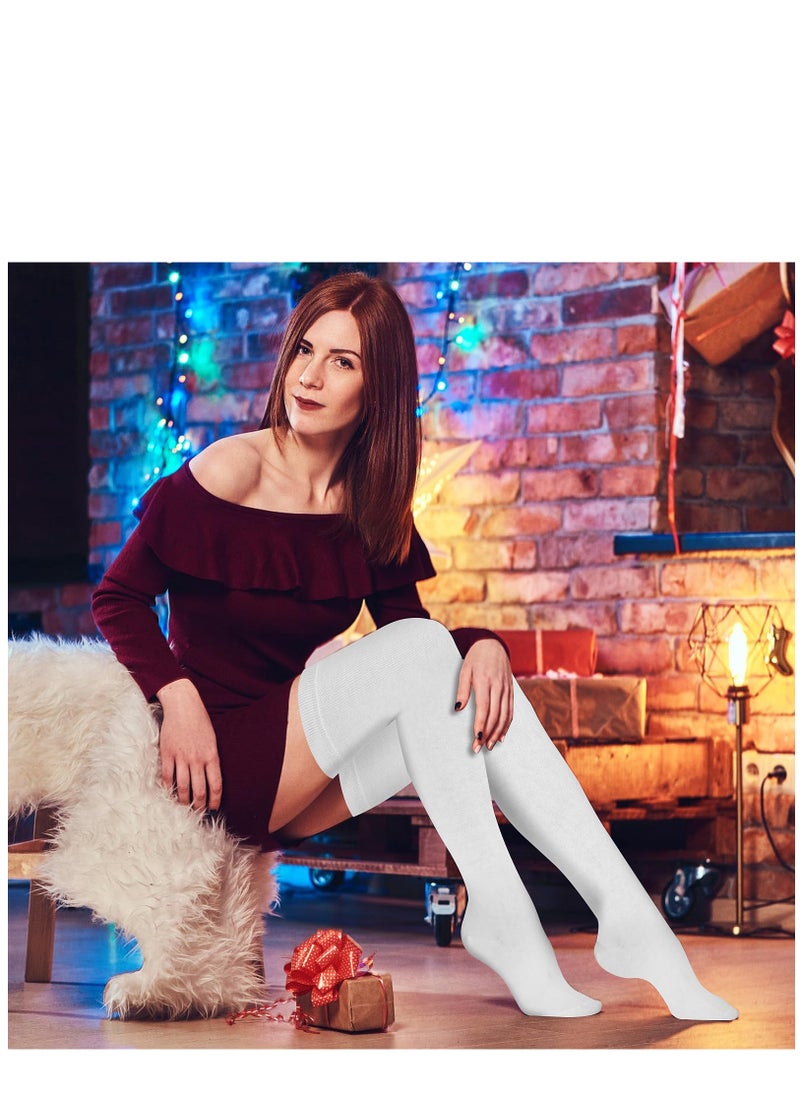 Women Knee Socks High Socks High Thigh Stockings for Cosplay, Halloween, Party, Daily Wear （White）