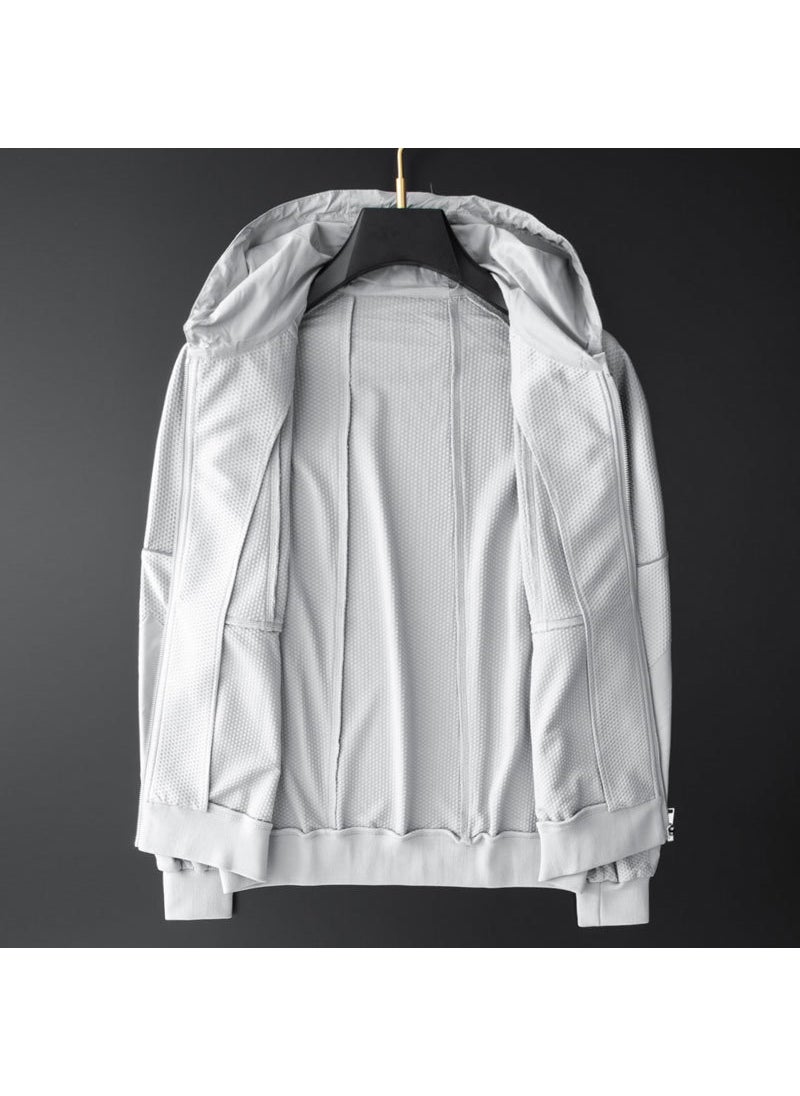2024 Mens Casual Sports Suit Hooded Elastic Fashion Set Black