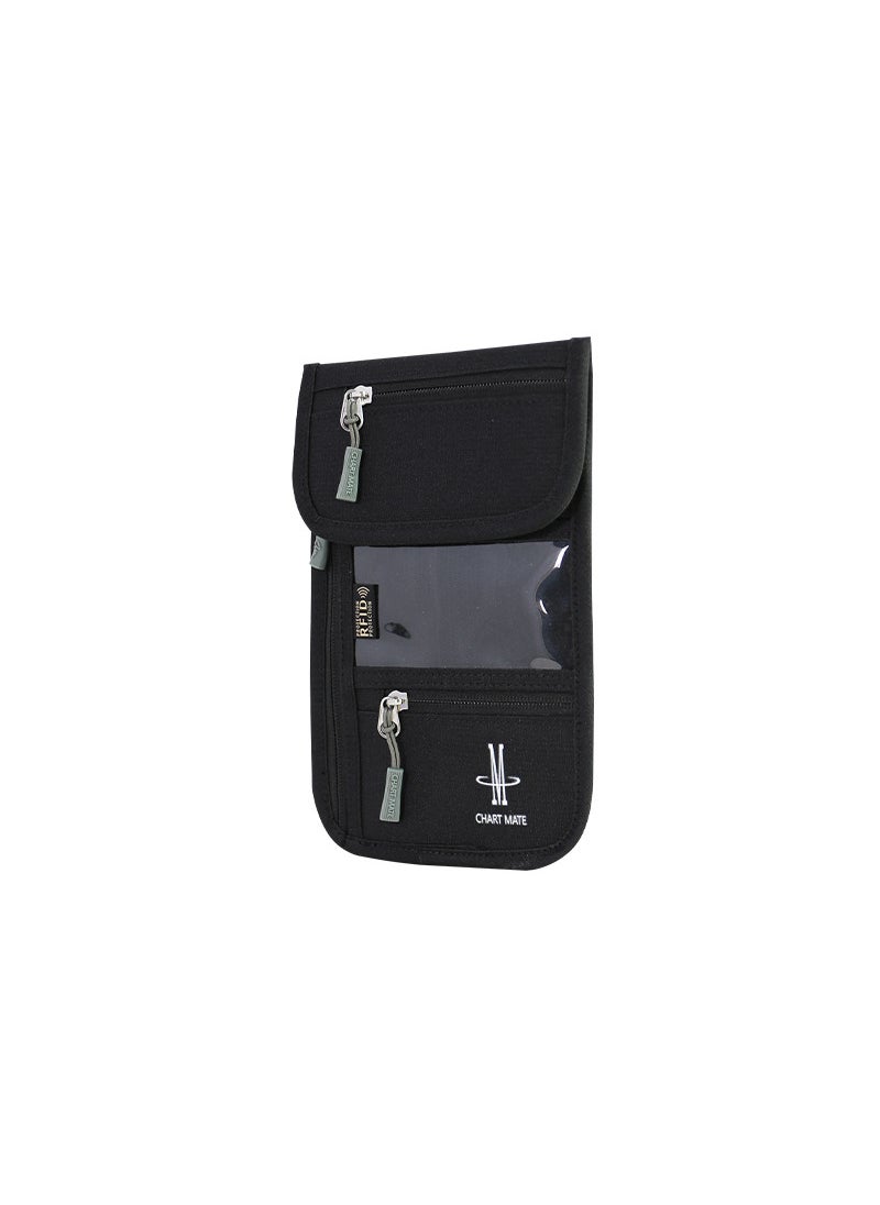 Unisex Travel Document Organizer Pouch WalletBlack Black