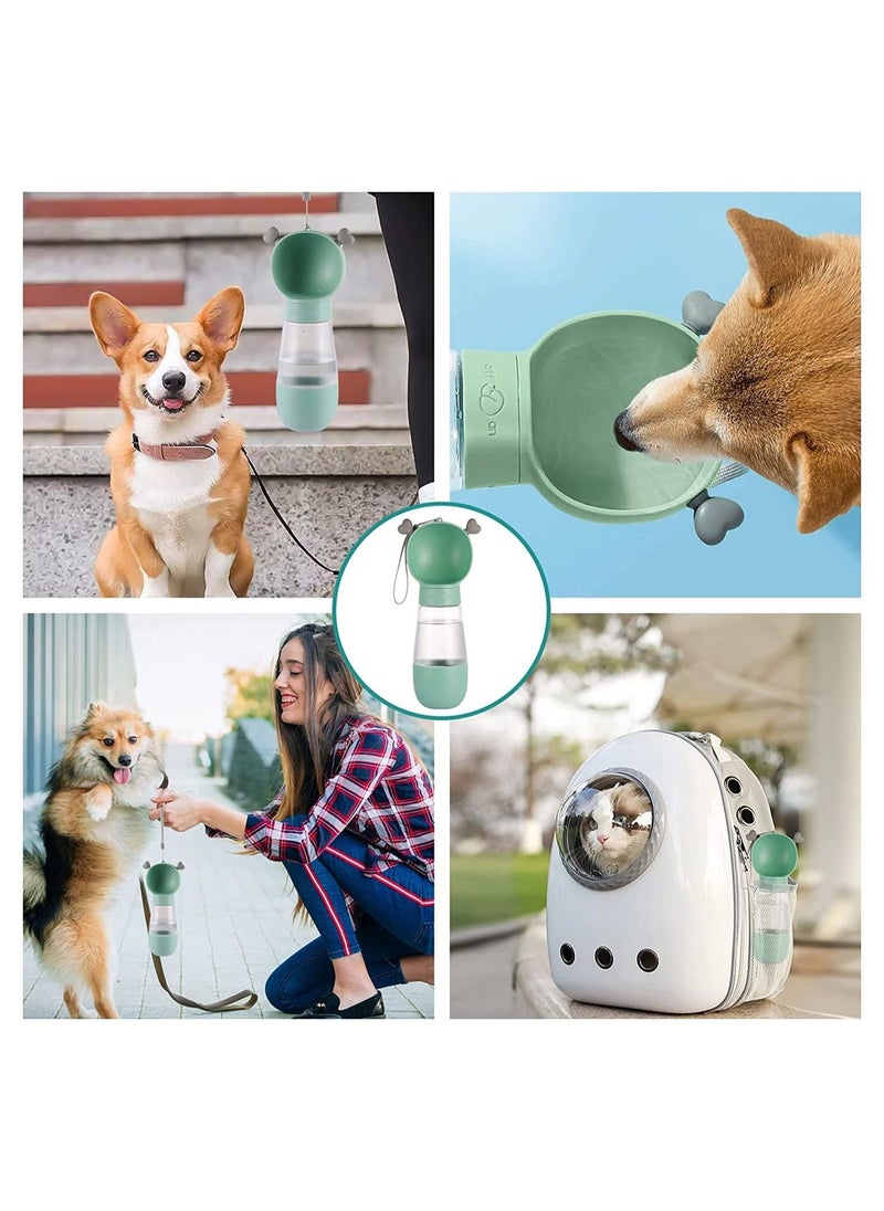 Dog Water Bottles for Walking, Portable Pet Water Bottle Dispenser with Food Container, Leak Proof Pet Drinking Bottle Dog Travel Water Bottle for Outdoor Hiking and Travel(19oz,Green)