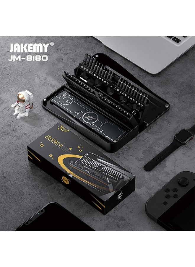 JAKEMY JM-8180 Manual Mini Precision Screwdriver Set for Glasses, Hex and Flathead Screws - 47-in-1 Computer Repair Tool Kit (Black)