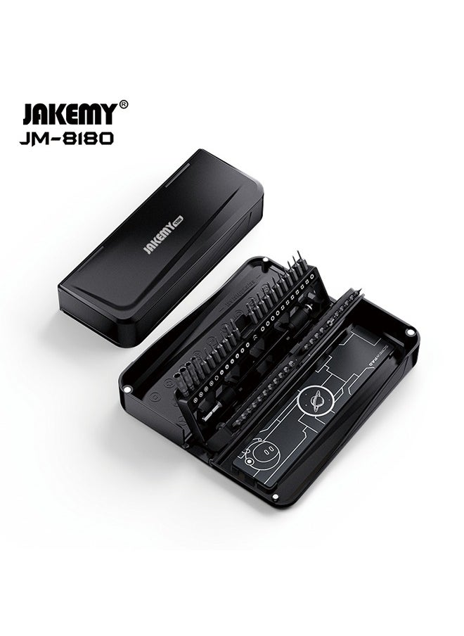 JAKEMY JM-8180 Manual Mini Precision Screwdriver Set for Glasses, Hex and Flathead Screws - 47-in-1 Computer Repair Tool Kit (Black)