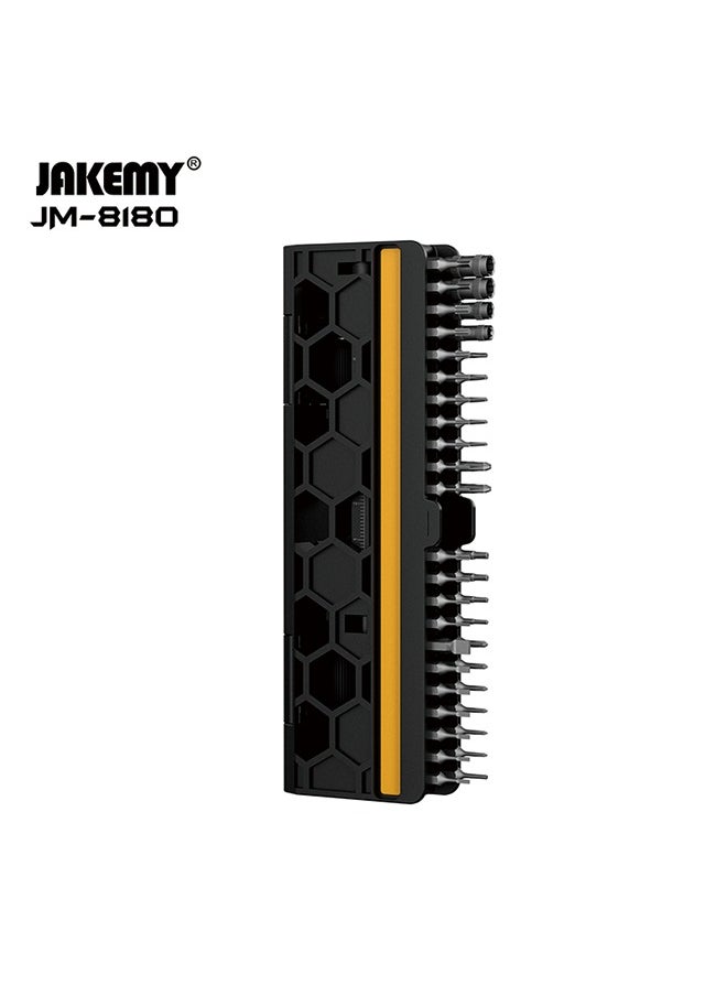 JAKEMY JM-8180 Manual Mini Precision Screwdriver Set for Glasses, Hex and Flathead Screws - 47-in-1 Computer Repair Tool Kit (Black)