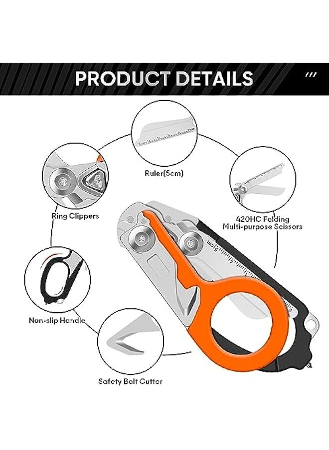 Trauma Shears Emergency Response Shears, Stainless Steel Foldable Scissors Pliers, Outdoor Camping Rescue Scissors Tools