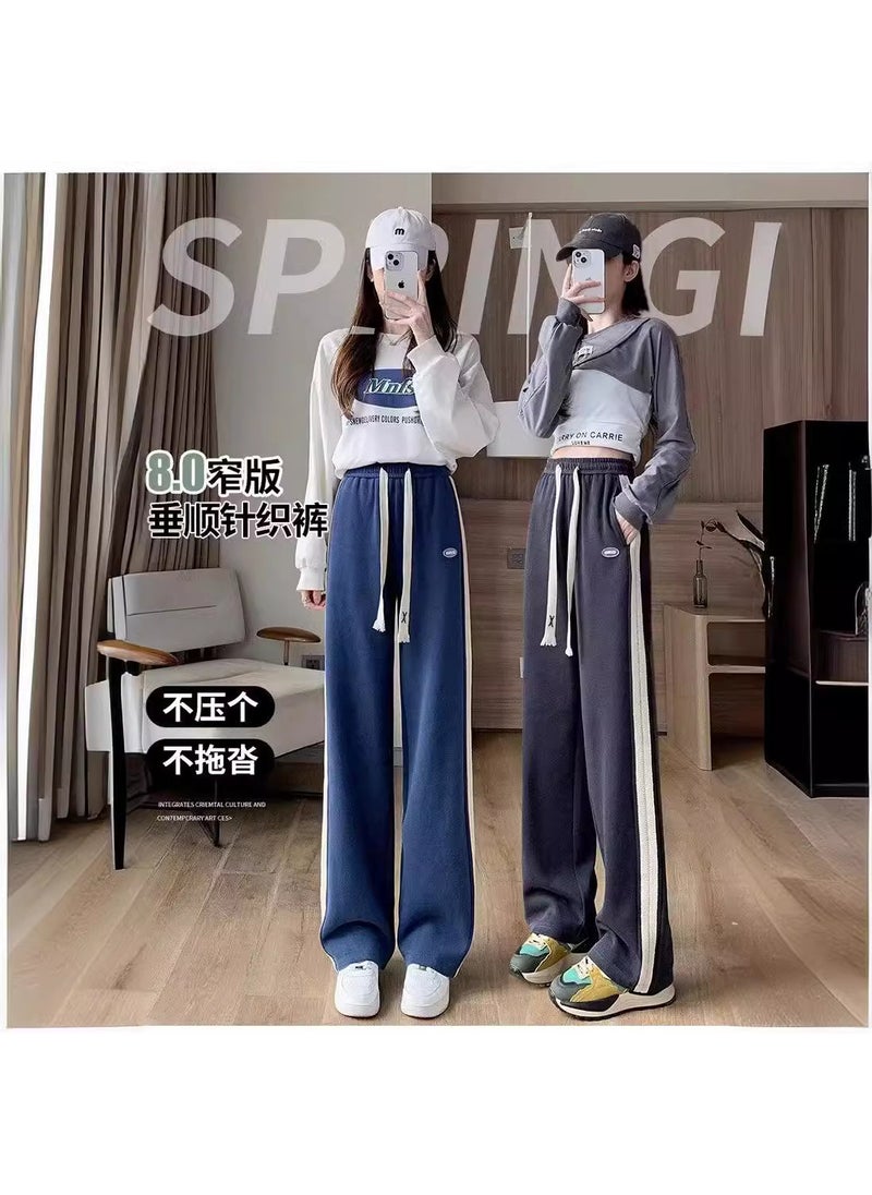 2023 Casual Pants Women Spring Autumn Loose Straight-Leg Sweatpants Dark gray