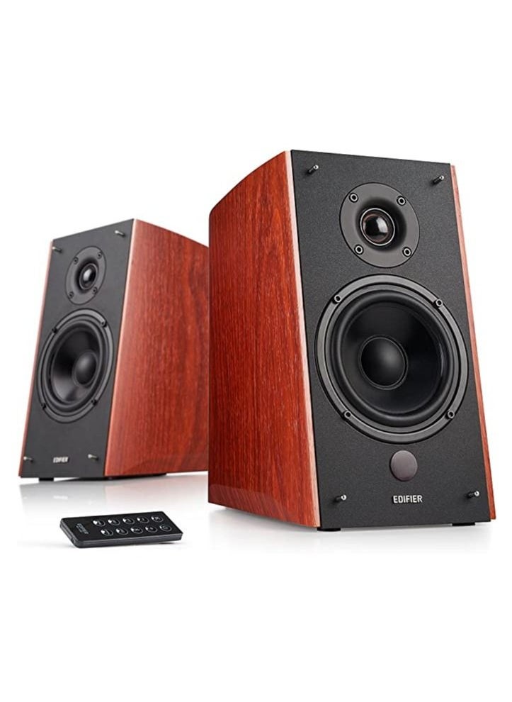 Edifier R2000DB Powered Bluetooth Bookshelf Speakers - Near-Field Studio Monitors - Optical Input - 120 Watts RMS - BROWN