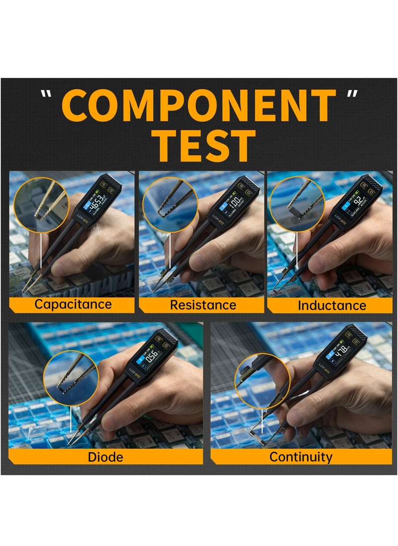 FNIRSI LCR-ST1 10KHz LCR Meter Tweezer, Mini Smart SMD Tester, ESR Meter, Maximum accuracy 0.5%, Capacitance Inductance Continuity Diode Tester, Auto Component Recognition Electronic Component Analyze