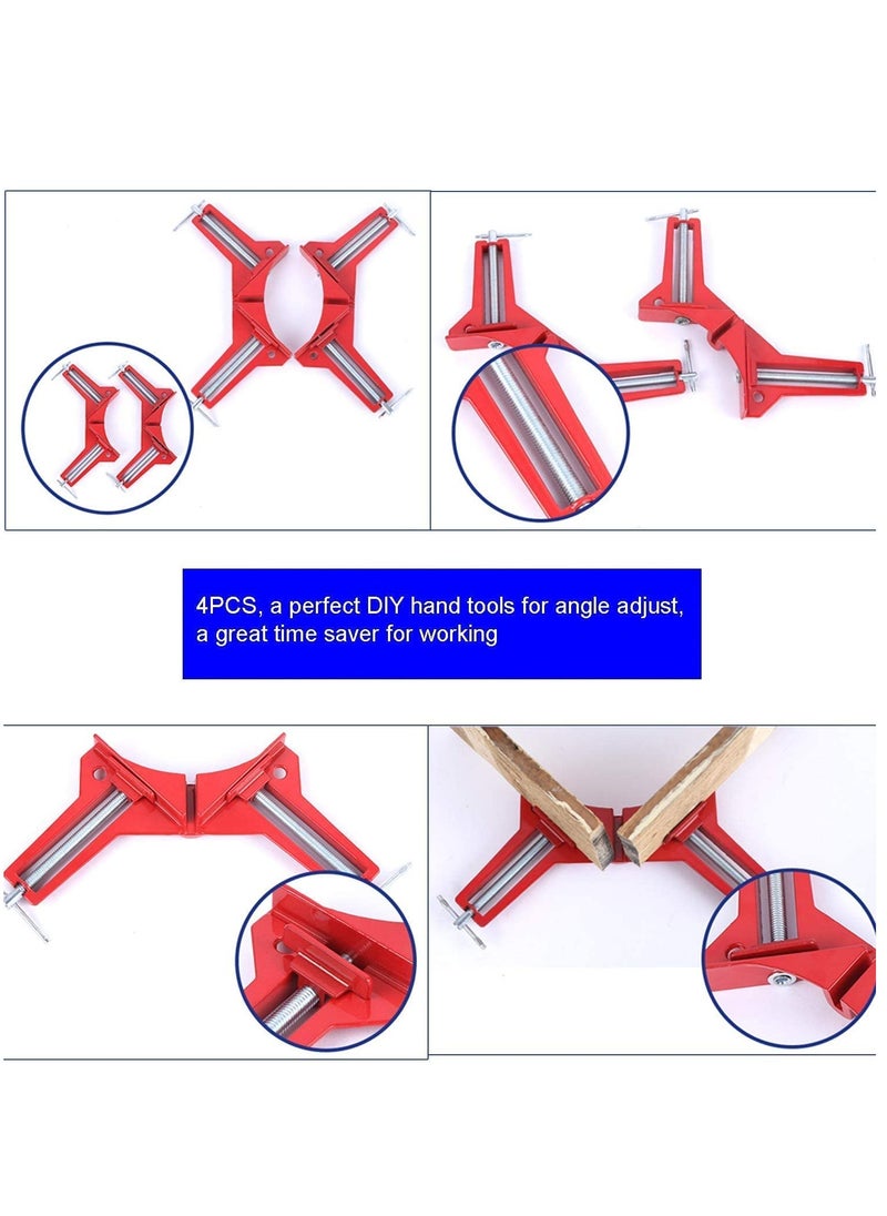 Set of 4 Right Angle Clamp, 90 Degrees 100mm Corner Clamp, Picture Frame Holder, Glass Holder, DIY Woodworking Holder