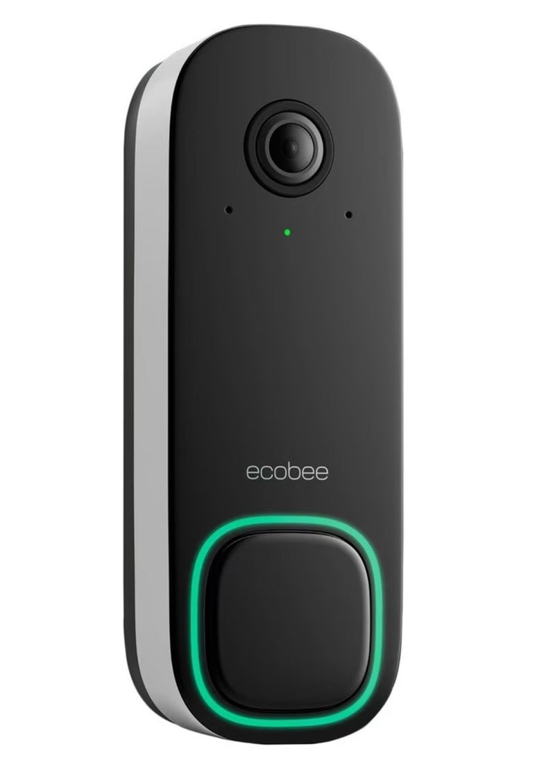 Ecobee Smart Doorbell Camera, Wired - 5MP Sensor, 8x Digital Zoom, f/2.2 Lens, Night Vision, Dual-Band Wi-Fi, Bluetooth LE, Black | Model: EB-CAMSDB-01