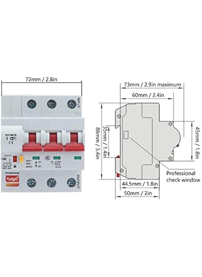 3P Miniature Circuit Breaker, Power Meter Switch, Smart Remote Switch, Low Voltage DIN Rail Mount, Leakage Switch, AC 400V 125A (125A)
