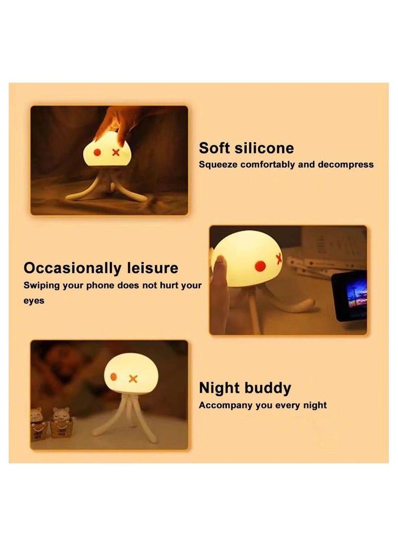 LED Night Lamp Creative Cute Jellyfish Light Baby Kid Bedroom Sleep Eye Care Atmosphere Silicone Night Light Touch Sensor Lights