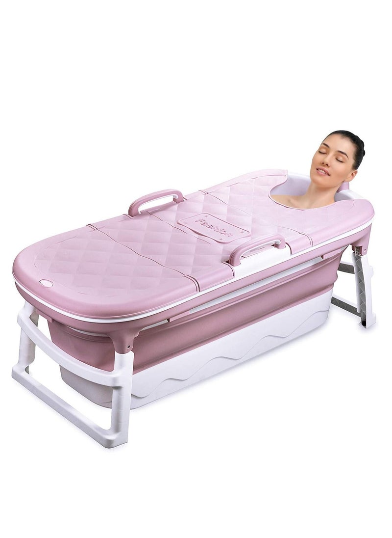 Portable Folding Bathtub For Home Family Plastic Freestanding Bathtub Color Pink