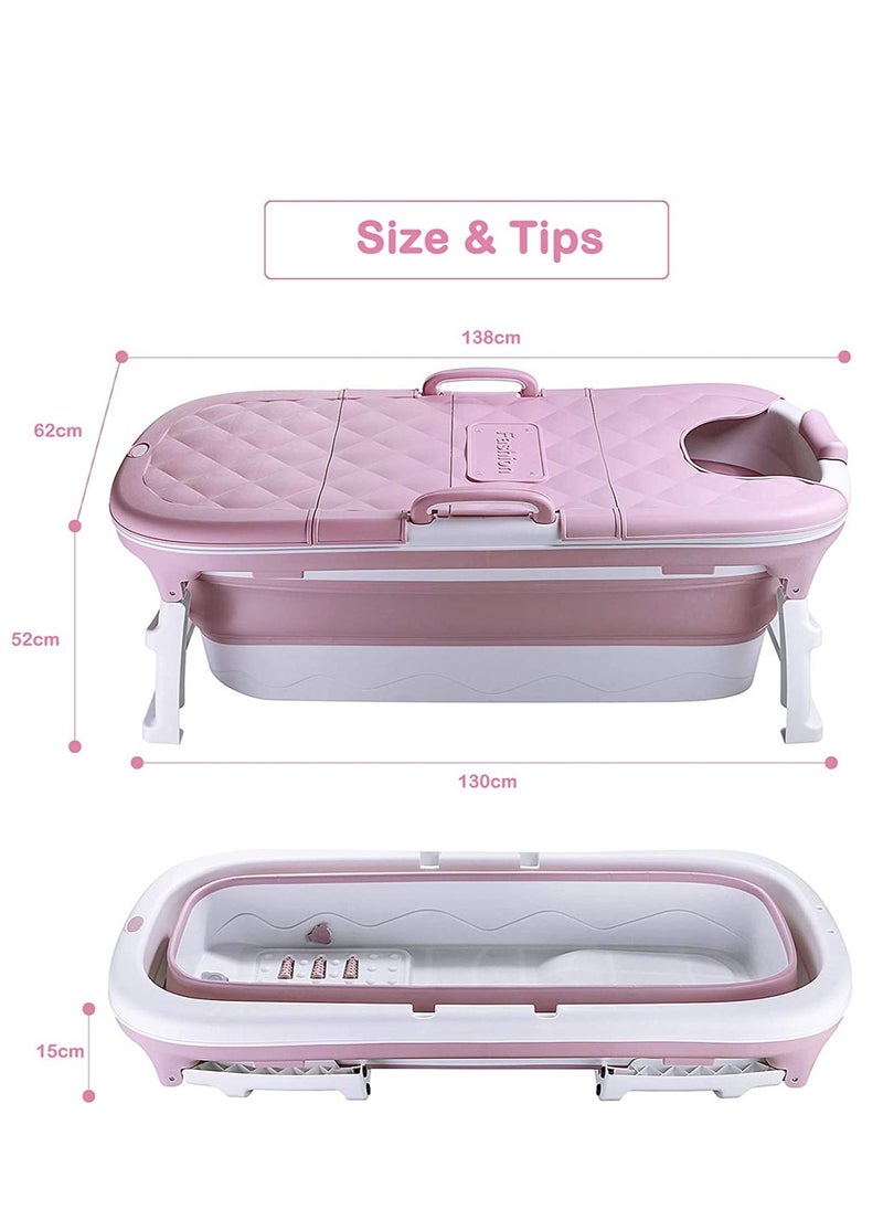 Portable Folding Bathtub For Home Family Plastic Freestanding Bathtub Color Pink