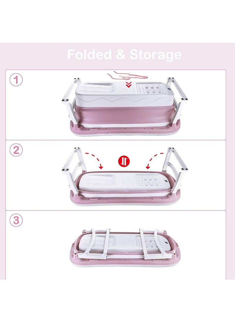 Portable Folding Bathtub For Home Family Plastic Freestanding Bathtub Color Pink