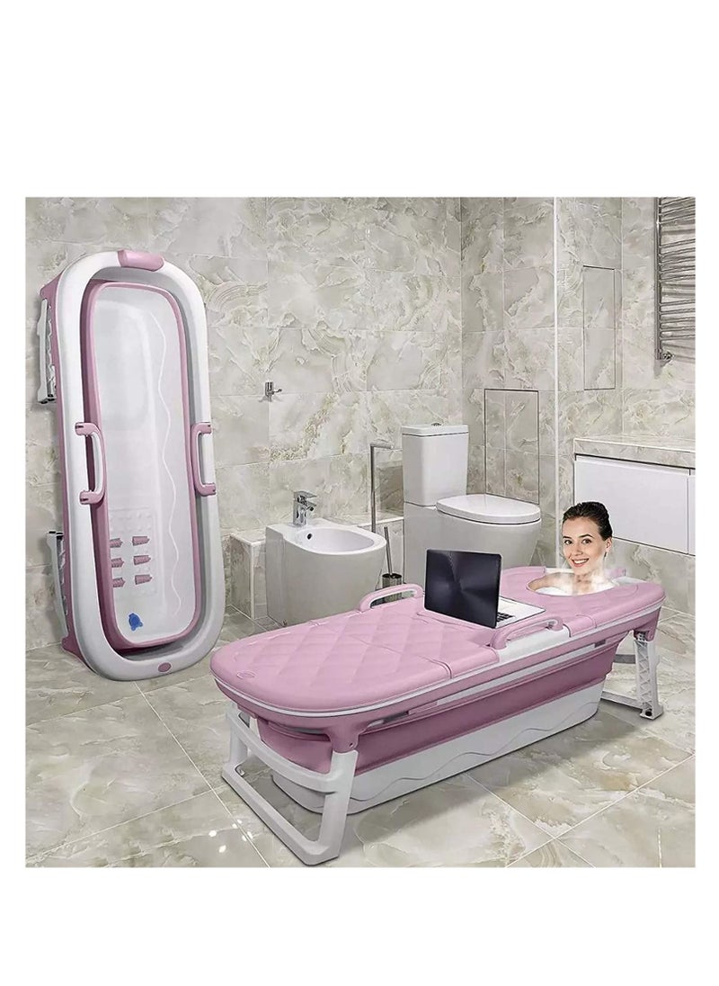 Portable Folding Bathtub For Home Family Plastic Freestanding Bathtub Color Pink