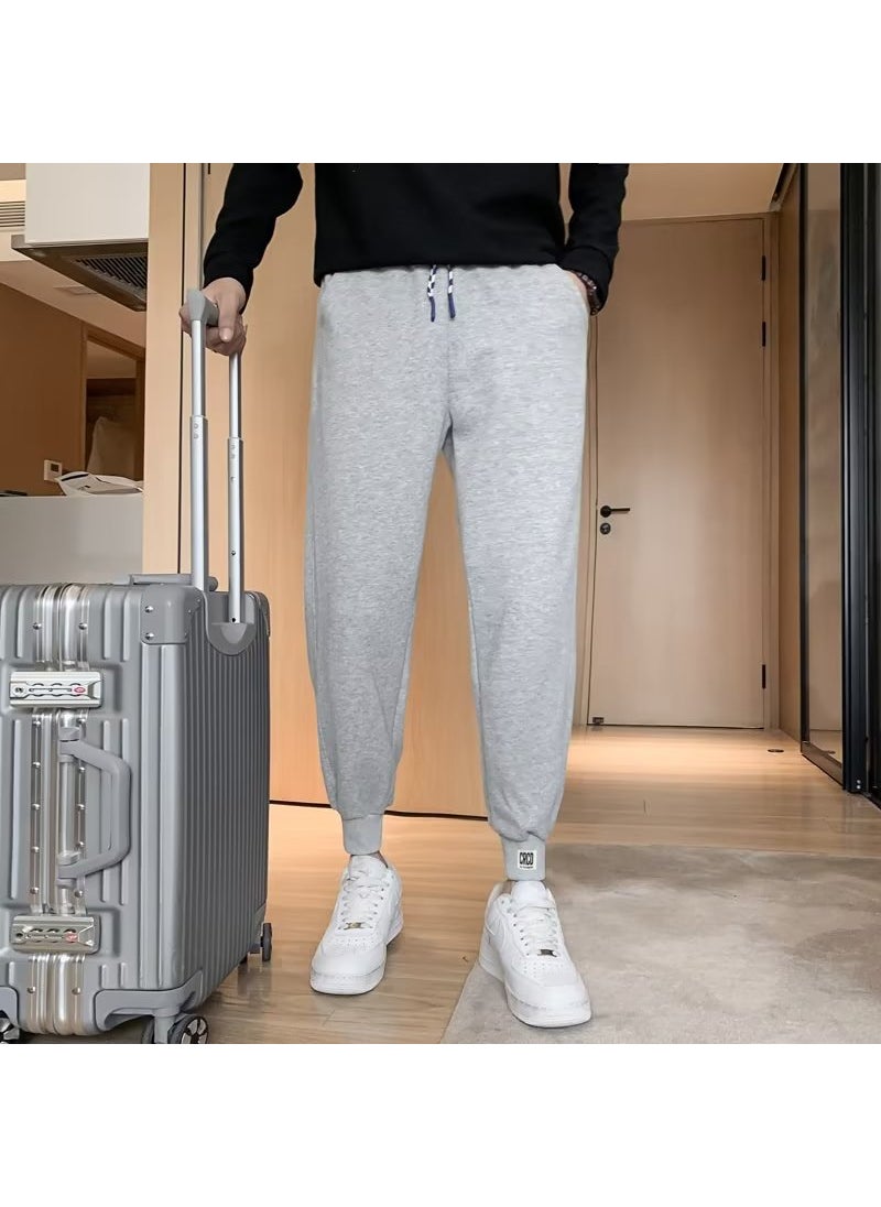 Mens Athletic Pants Casual Tapered Sweatpants Autumn White