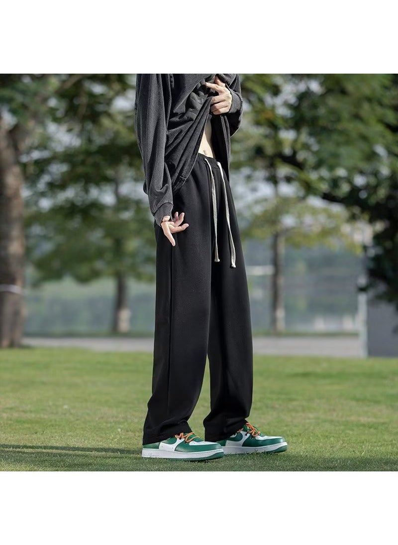 Mens Casual Loose Straight Sweatpants Autumn Spring Black