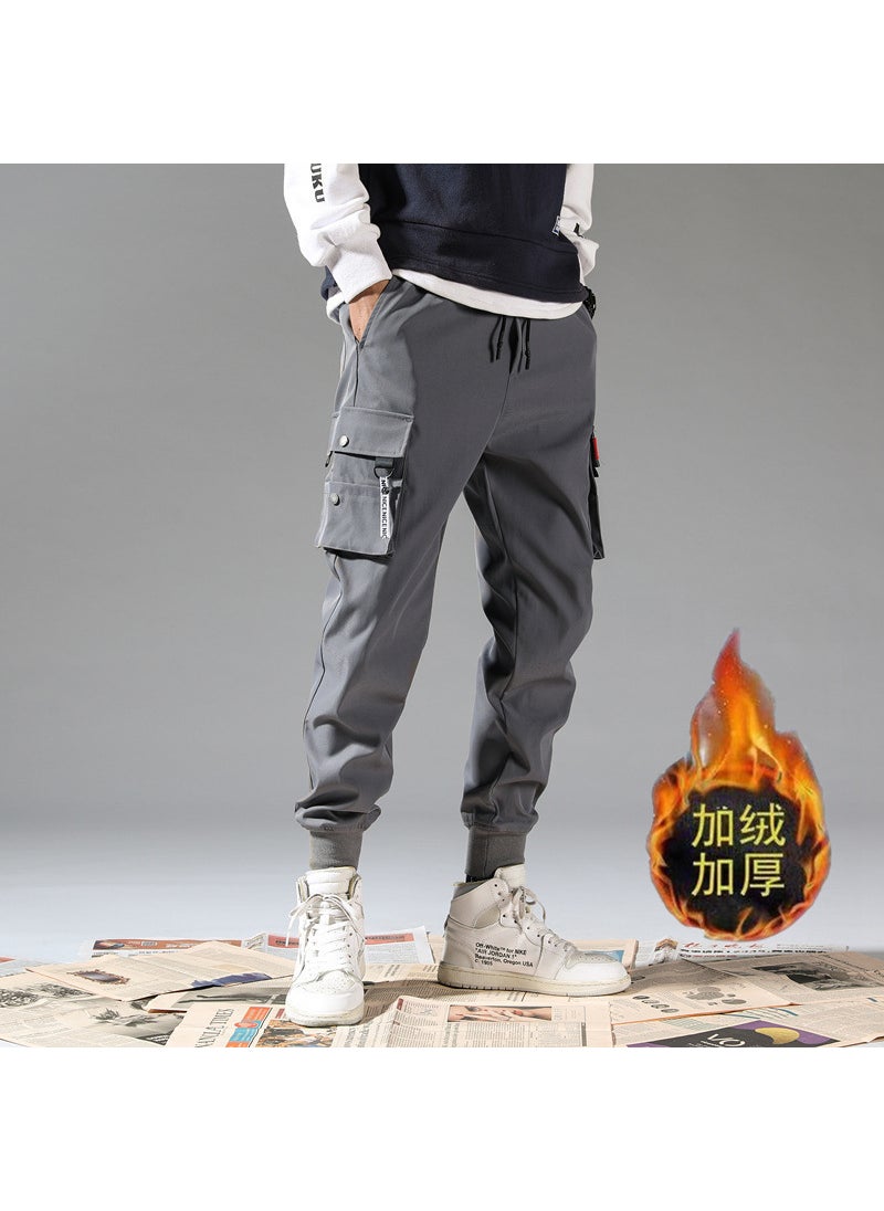 Mens Winter Fleece Casual Jogger Sweatpants Velvet Black