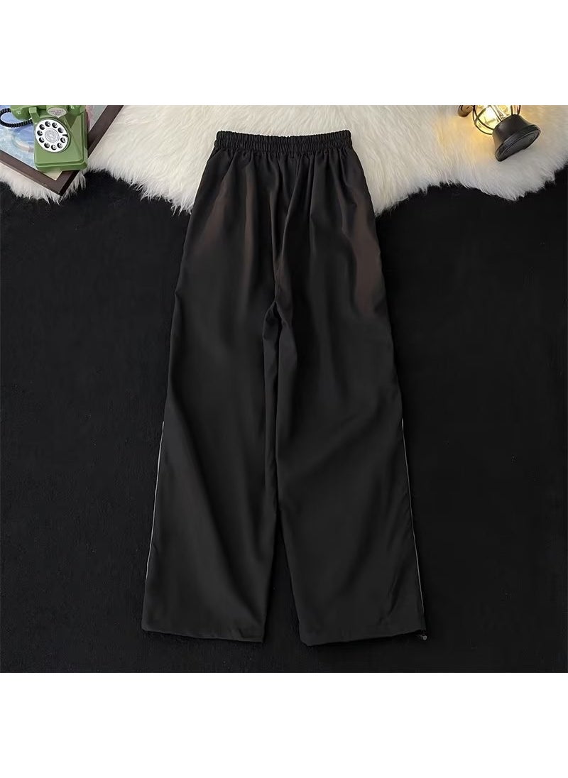 Summer Loose Wide-Leg Sweatpants Black