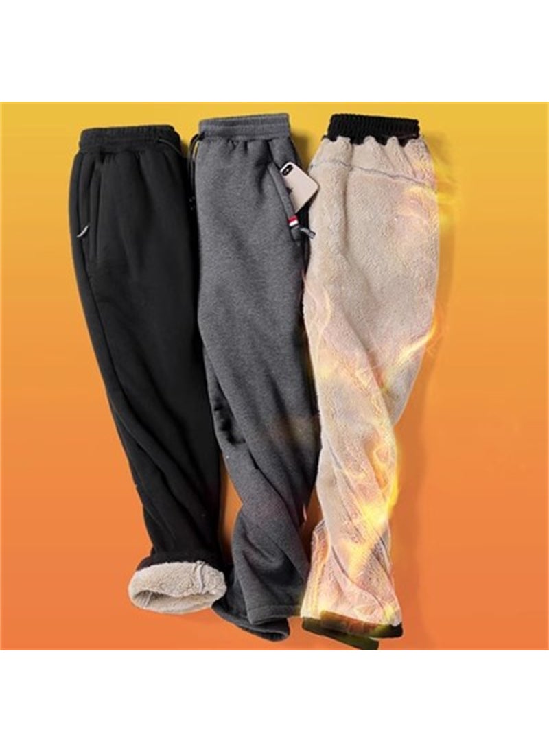 Mens Warm Velour Sweatpants Fashionable Casual Gray-ankle-tied