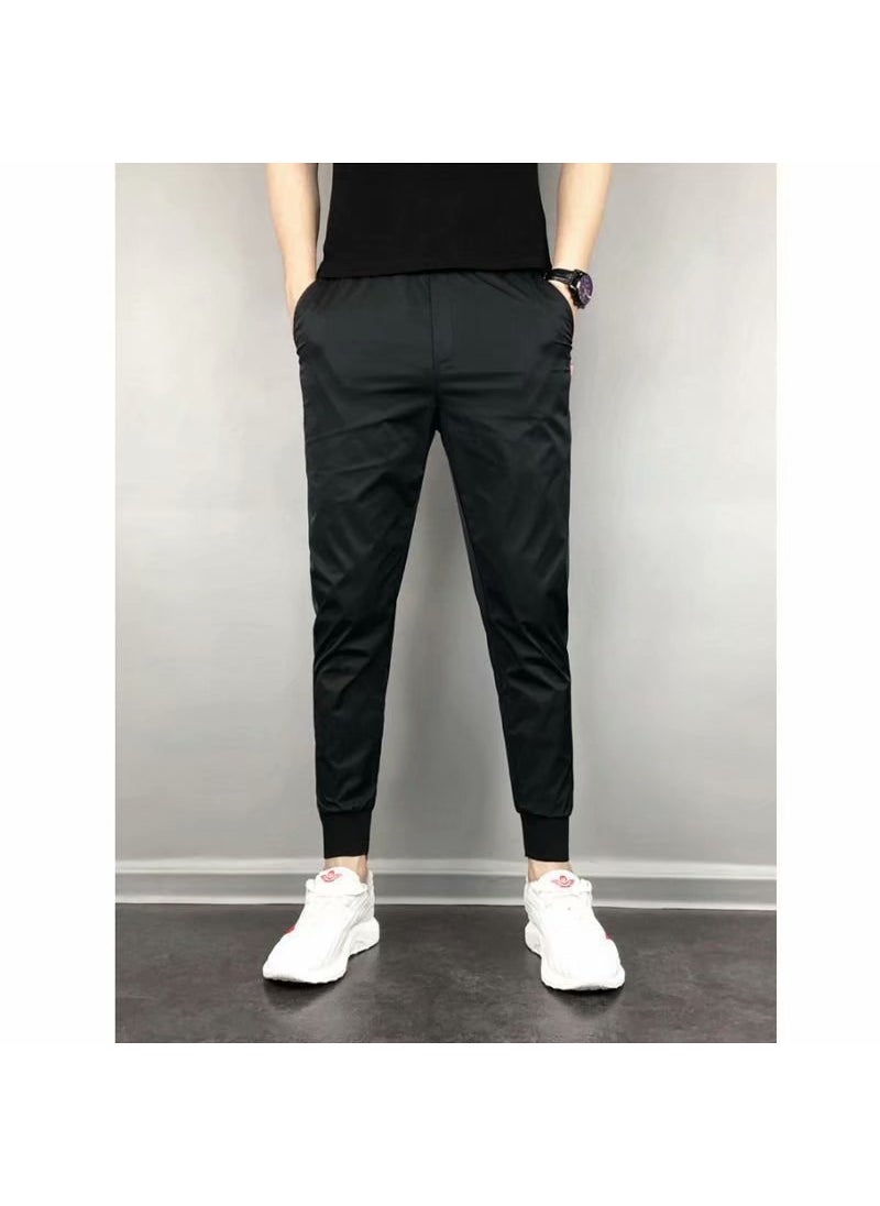 2023 Spring Mens Slim Joggers Korean Style Black