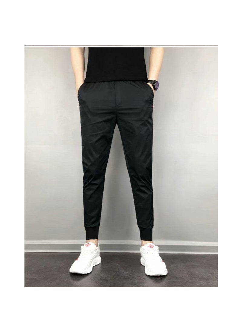 2023 Spring Mens Slim Joggers Korean Style Black