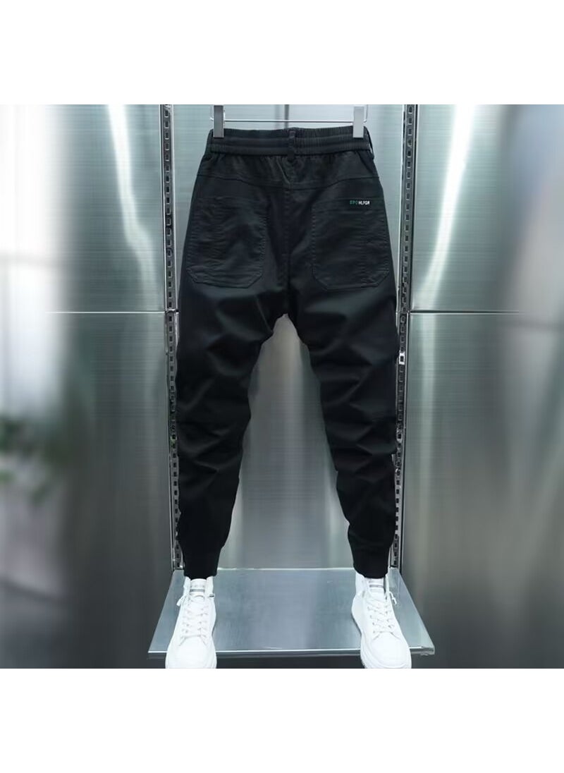 Spring Autumn Mens Slim Joggers Black