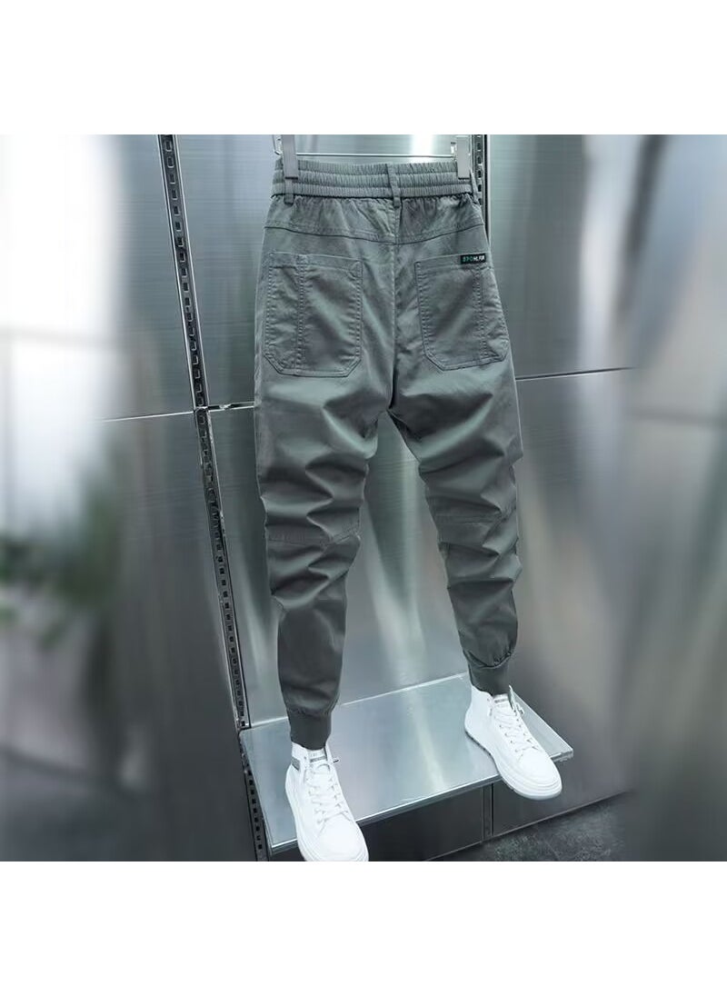 Spring Autumn Mens Slim Joggers Gray