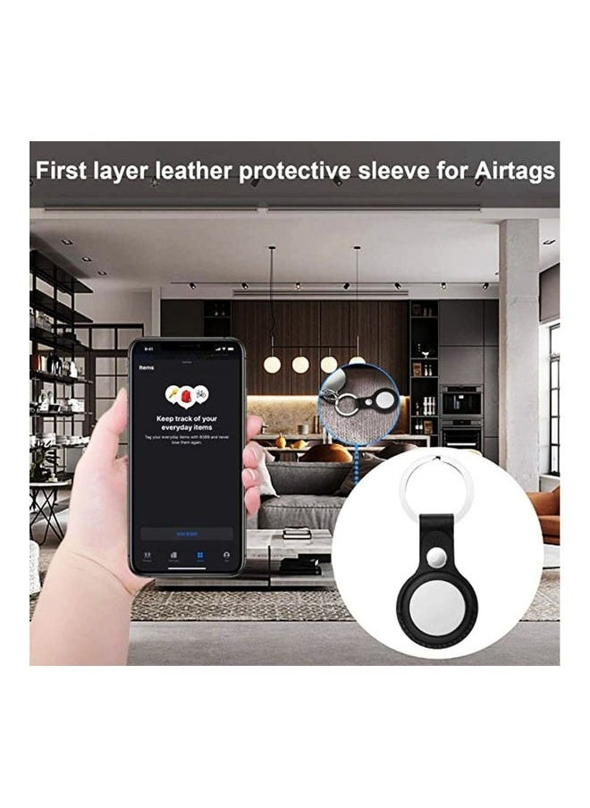 Leather Protective Case, AirTags Loop Holder Airtag Keyring Cases Air Tags Protective Cover Airtag Key Chain Loop Holders