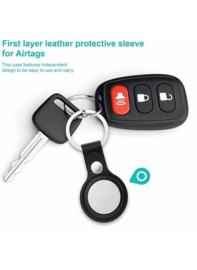 Leather Protective Case, AirTags Loop Holder Airtag Keyring Cases Air Tags Protective Cover Airtag Key Chain Loop Holders