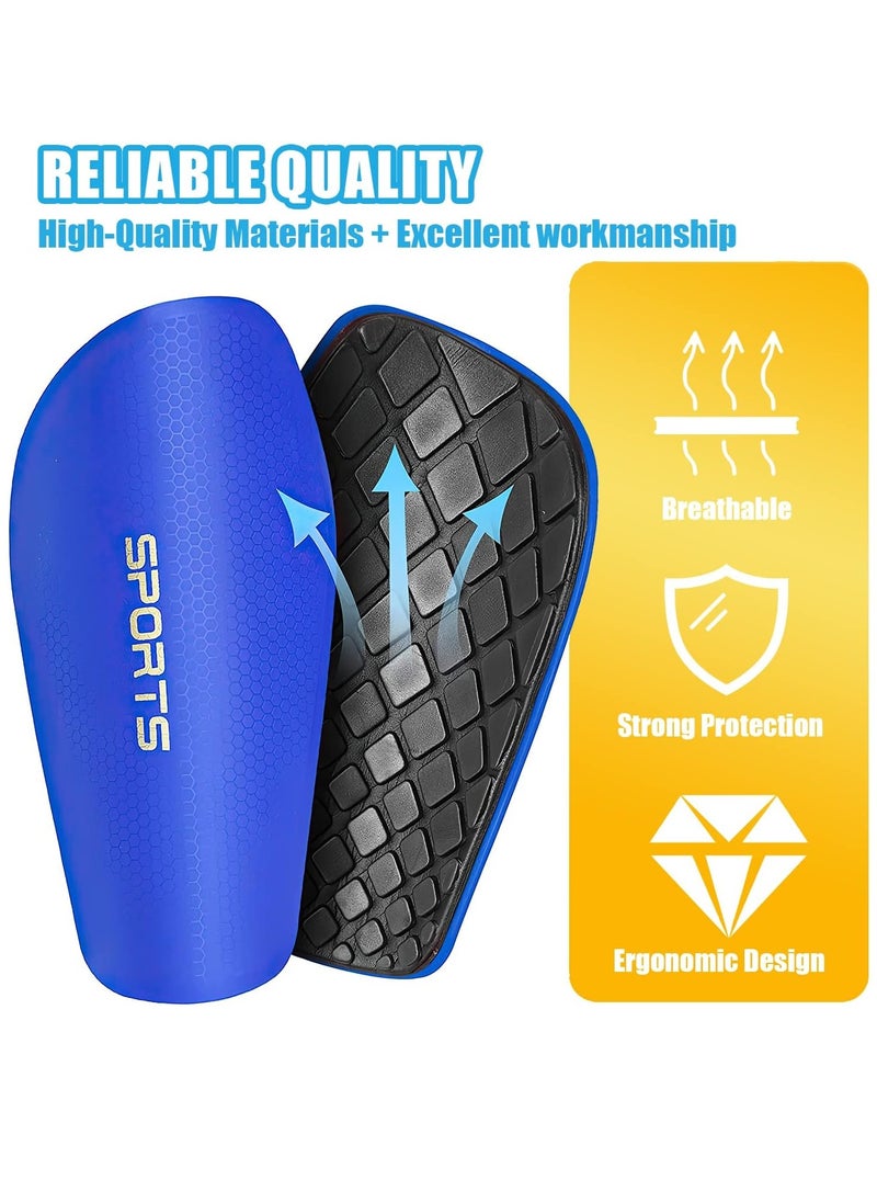 Rness Football Shin Guards Set of Soccer Shin Pads and Sleeves Lightweight Breathable Blue M Size