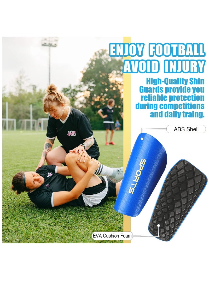 Rness Football Shin Guards Set of Soccer Shin Pads and Sleeves Lightweight Breathable Blue L Size