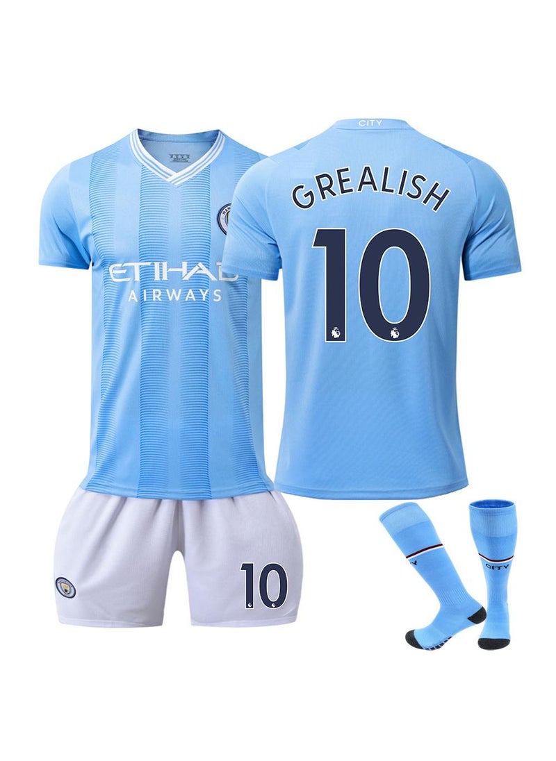 23/24 Manchester City Home Football Jersey Preliminaries Version 10 Grealish Children'S And Adult Sizes With Socks