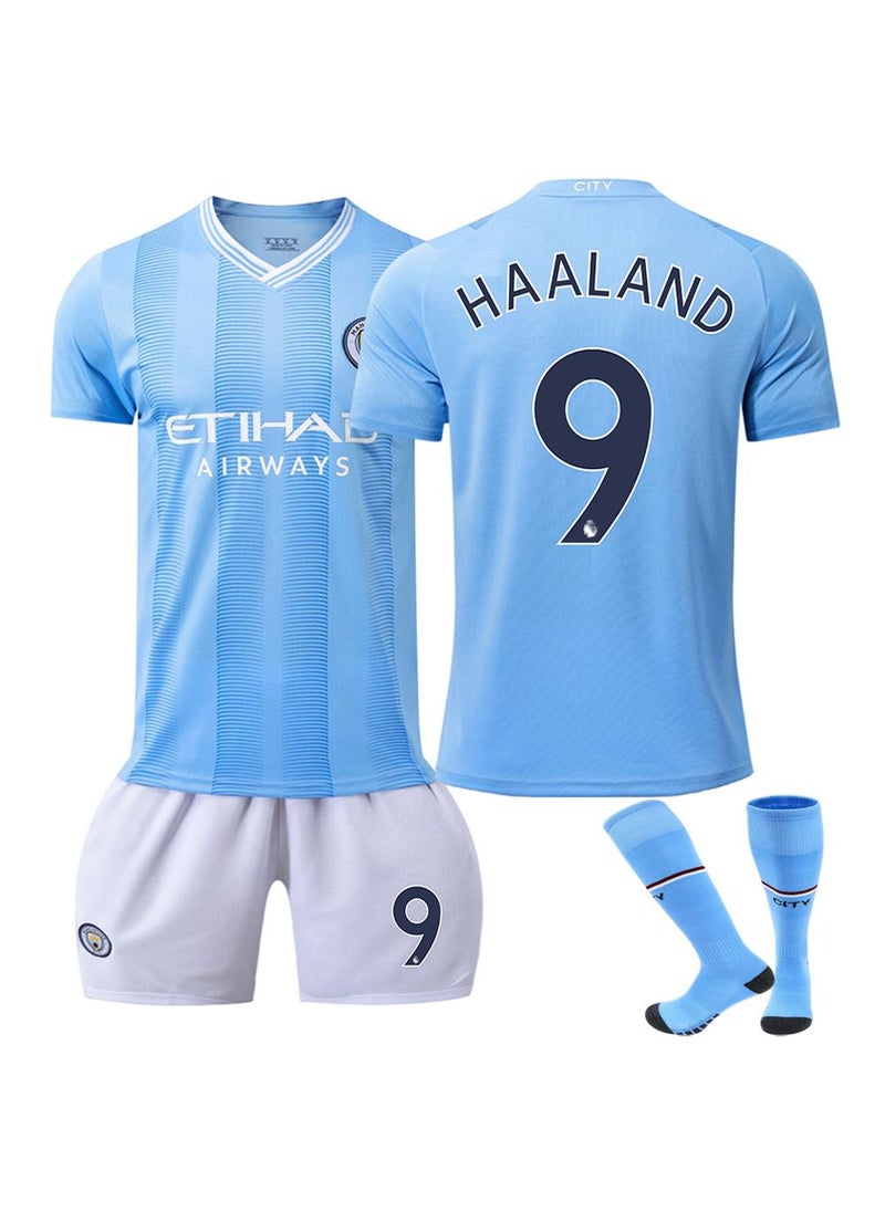 23/24 Manchester City Home Football Jersey Preliminaries Version 9 Harland Children'S And Adult Sizes With Socks