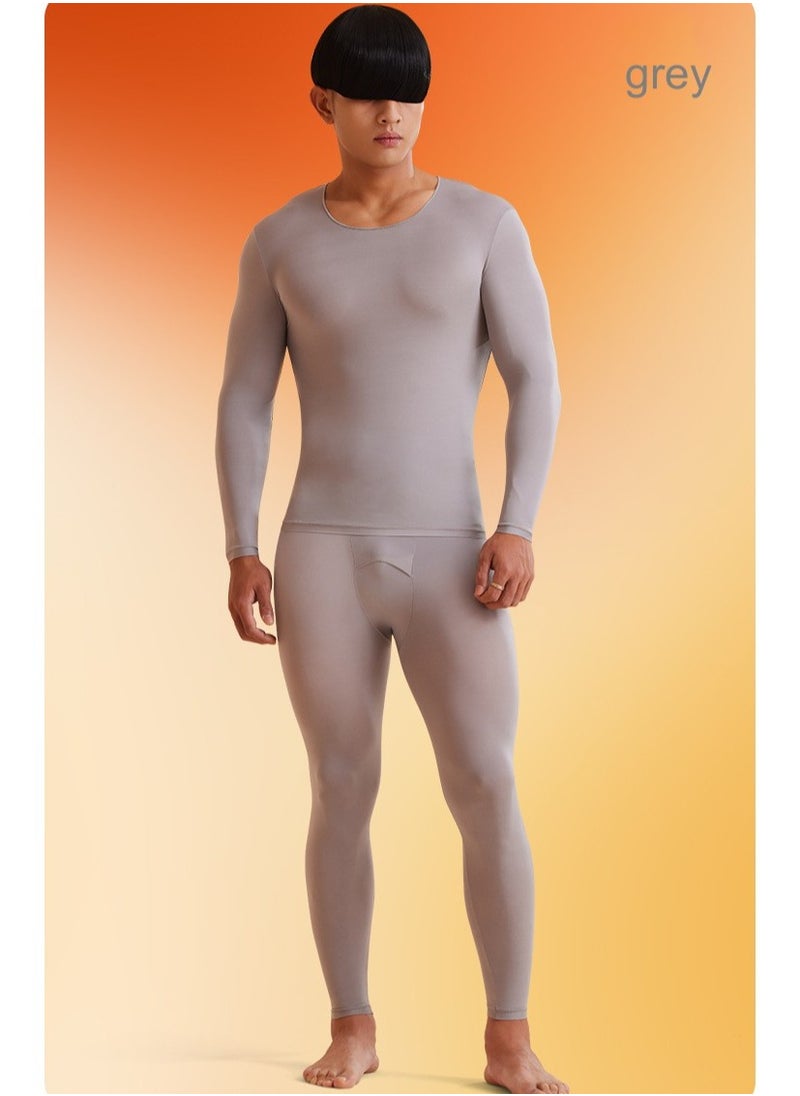 Men's Thermal Underwear Set, Ultra-Thin Invisible Anti-Static, Gray