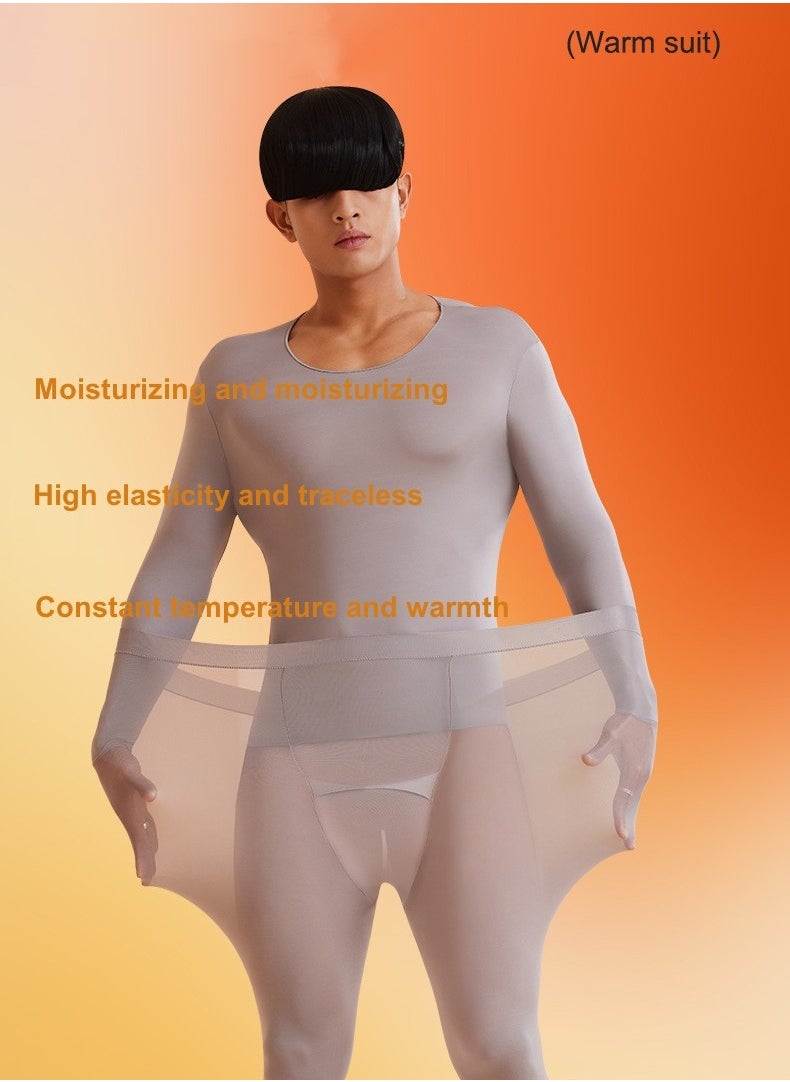 Men's Thermal Underwear Set, Ultra-Thin Invisible Anti-Static, Gray