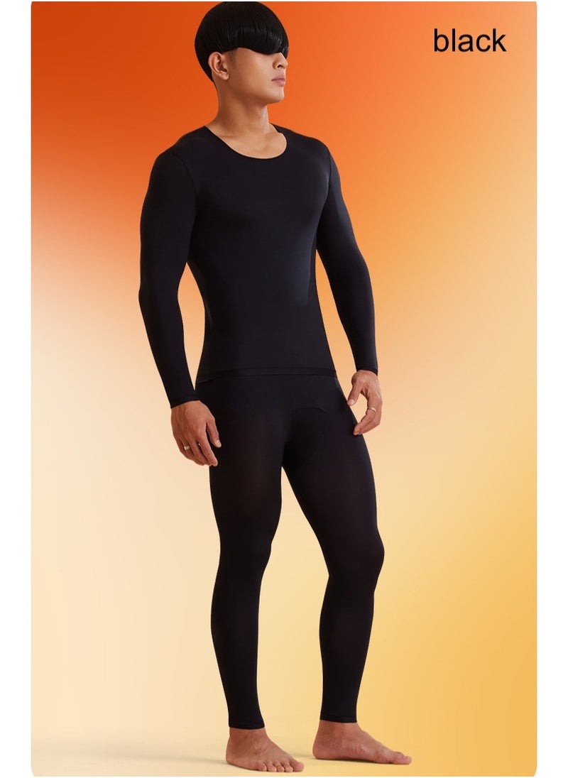 Men's Thermal Underwear Set, Ultra-Thin Invisible Anti-Static, Gray/Black