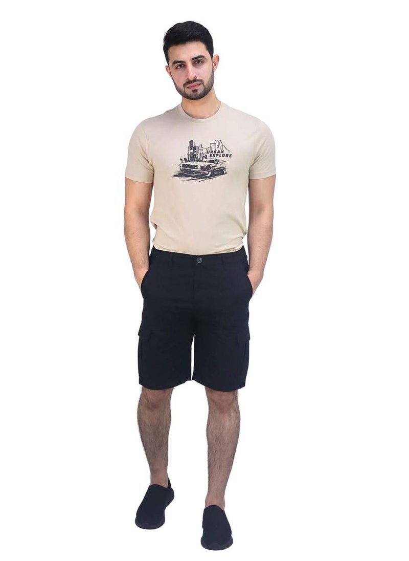 Men’s Twill Mid Rise Elastic Waist Bermuda Shorts