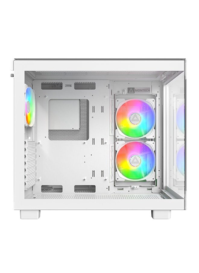 King 65 PRO ATX Mid Tower Gaming PC Case - White, Dual Chamber Design, High Airflow Mesh Panels, Supports RTX 40 Series, 3 Pre-Installed ARGB PWM Fans, Tool-Free Access, USB Type-C, 7 PCIe Slots, Up to 420mm GPU and 175mm CPU Cooler Support, Radiator Support up to 360mm, Maximum Storage of 2 HDDs + 5 SSDs, Bottom Dust Filter, and Excellent Cooling Options. Ideal for Gamers and PC Builders Seeking Efficient Airflow and Spacious Compatibility