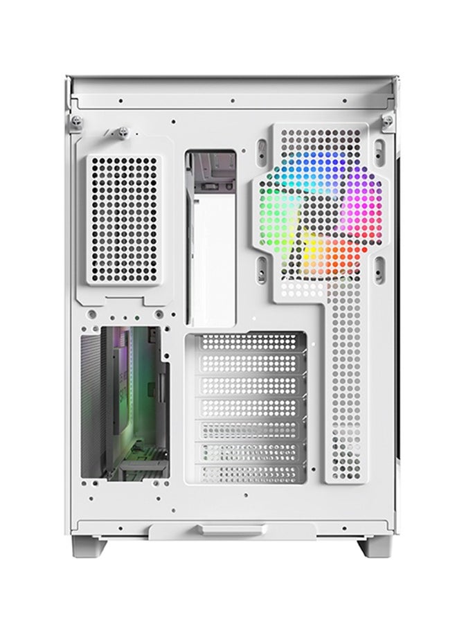 King 65 PRO ATX Mid Tower Gaming PC Case - White, Dual Chamber Design, High Airflow Mesh Panels, Supports RTX 40 Series, 3 Pre-Installed ARGB PWM Fans, Tool-Free Access, USB Type-C, 7 PCIe Slots, Up to 420mm GPU and 175mm CPU Cooler Support, Radiator Support up to 360mm, Maximum Storage of 2 HDDs + 5 SSDs, Bottom Dust Filter, and Excellent Cooling Options. Ideal for Gamers and PC Builders Seeking Efficient Airflow and Spacious Compatibility