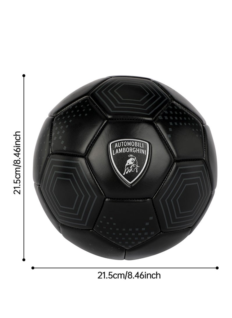 LAMBORGHINI #5 MACHINE SEWING PVC SOCCER BALL - BLACK (Size 5)