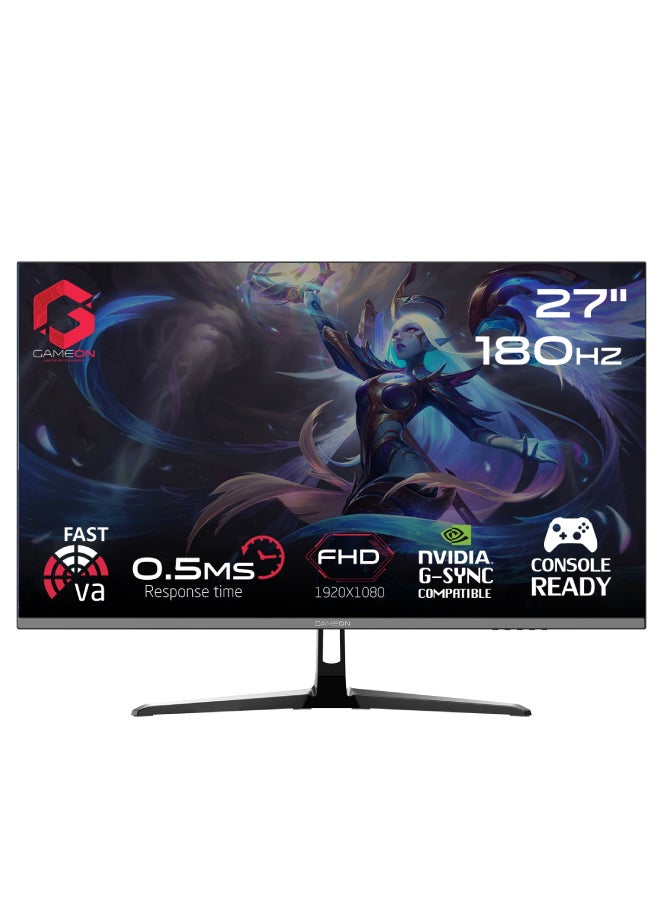 GOPS27180VA 27 inches, FHD (1920x1080) 180Hz, 0.5 ms, HDR, HDMI 2.0 Gaming Monitor - Adaptive Sync And G-Sync Compatible Fast VA Sleek Design Black