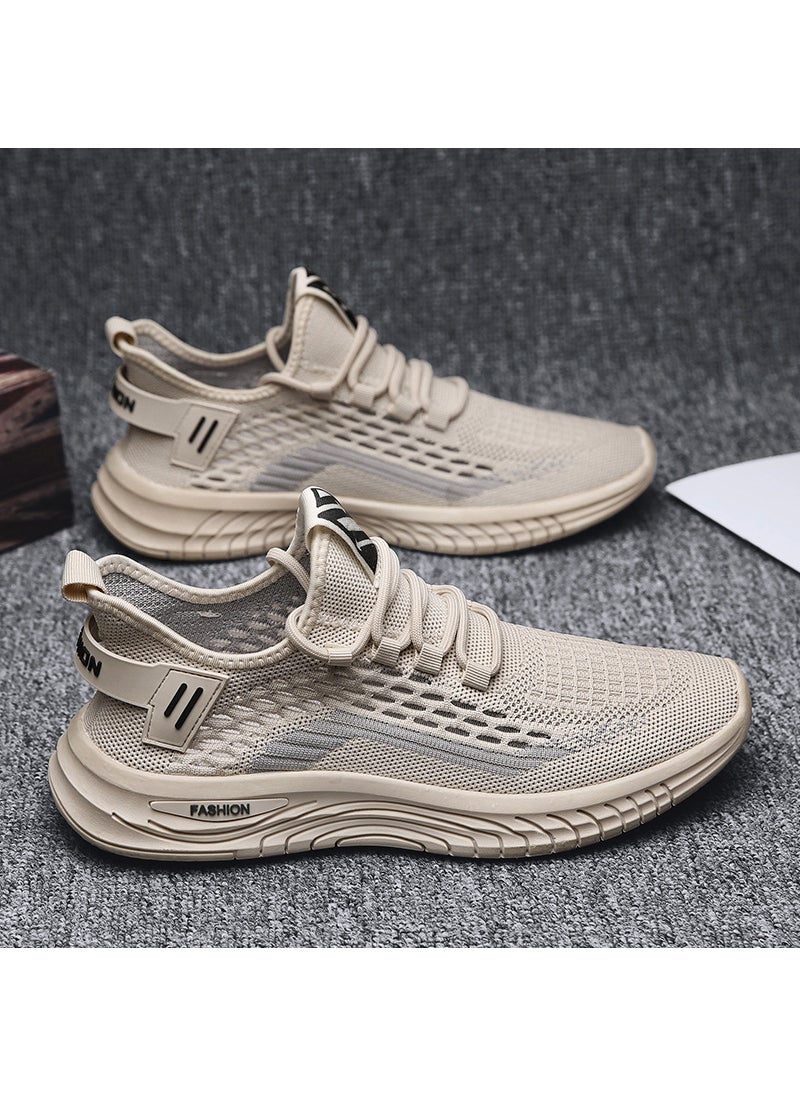 2023 Summer Mens Breathable Knit Sneakers Slip-On Casual ShoesF18 Flyknit [beige]] F18 Flyknit [beige]]