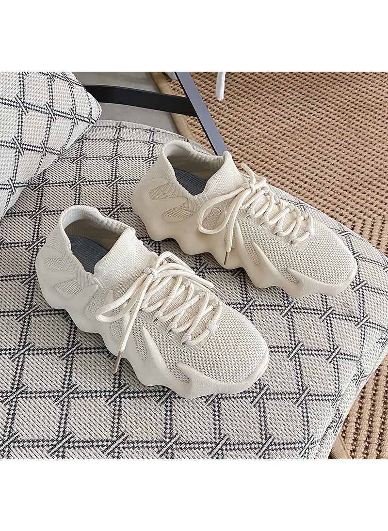 2024 Summer Breathable Casual Running Shoes for CouplesBeige White Beige White