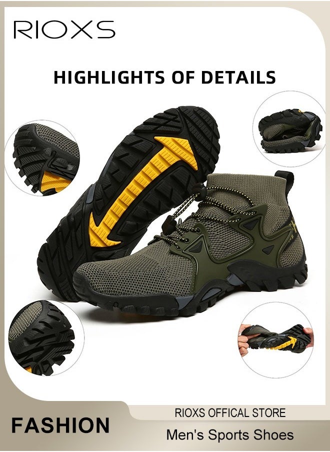 Men's Sports Shoes,Outdoor Non-Slip Trail Running Shoes,Breathable Athletic Sneakers,Trekking Shoes,Hiking Trainers For Men,Lightweight Trail Running Shoes,Climbing Walking Fitness Jogging Sock Sneakers