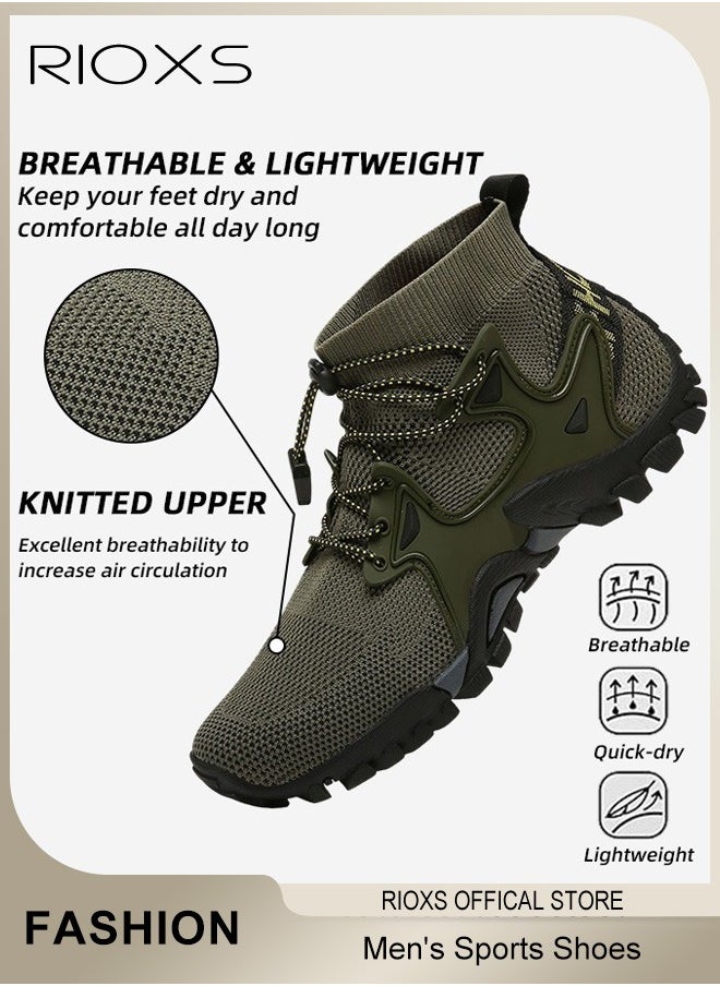 Men's Sports Shoes,Outdoor Non-Slip Trail Running Shoes,Breathable Athletic Sneakers,Trekking Shoes,Hiking Trainers For Men,Lightweight Trail Running Shoes,Climbing Walking Fitness Jogging Sock Sneakers