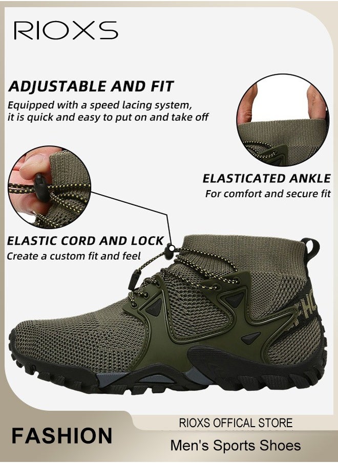 Men's Sports Shoes,Outdoor Non-Slip Trail Running Shoes,Breathable Athletic Sneakers,Trekking Shoes,Hiking Trainers For Men,Lightweight Trail Running Shoes,Climbing Walking Fitness Jogging Sock Sneakers