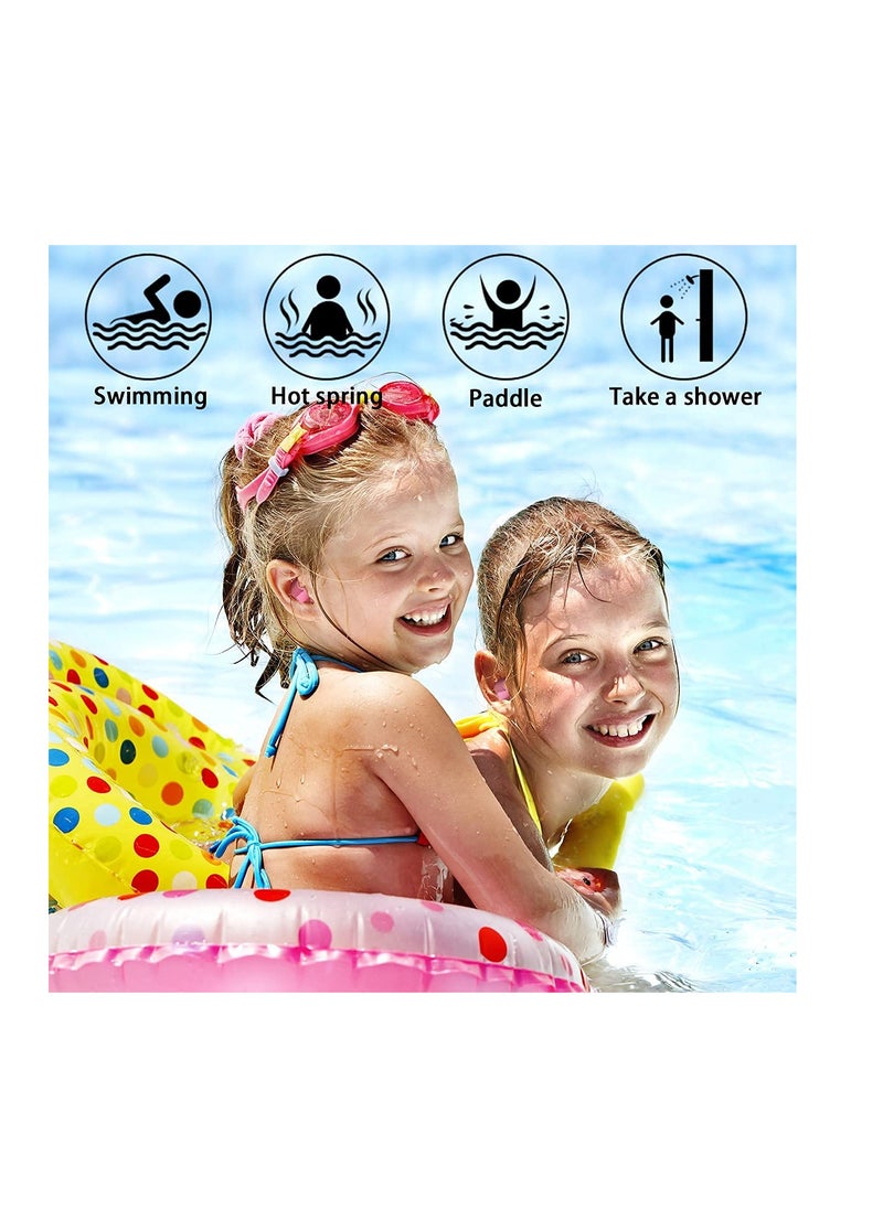 Swimming Earplugs, 5 Pairs Pack Waterproof Reusable Silicone Swimming Ear Plugs for Swimming Showering Bathing Surfing Snorkeling and Other Water Sports, Suitable for Kids and Adults