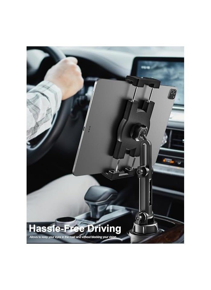 Holder Car Tablet Mount, iPad Mount Holder for Car/Truck, 360° Rotation Adjustable Universal Tablet Stand Cradle Compatible with iPad Pro Air Mini, Galaxy Tabs, Cell Phones, 4-12.9