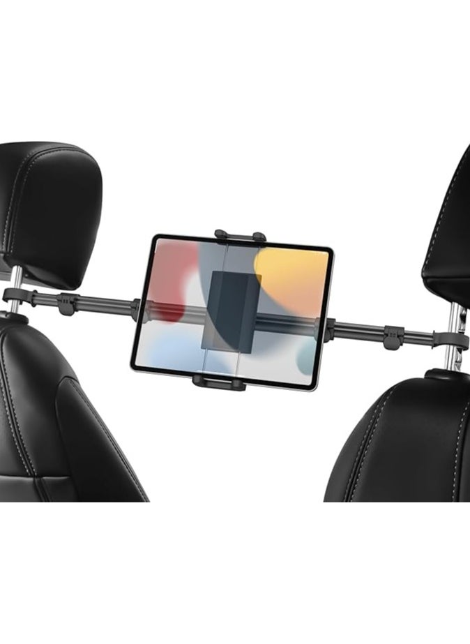 Car Headrest Tablet Mount, 83 cm Between Seat iPad Holder, Back Seat Stretchable Long Arm Phone Stand, Backseat Mount for kids Fits iPad Pro 12.9 11 Air Mini, Galaxy Tab, iPhone, 4-13